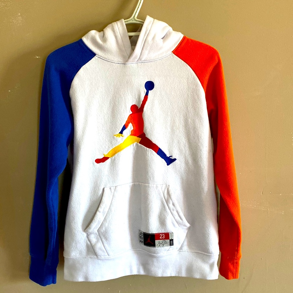 Blue and orange Jordan hoodie